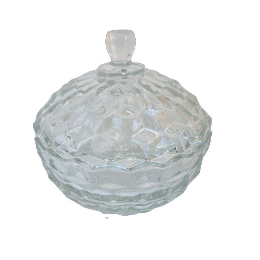 Vintage Indiana Glass American Whitehall Colony Cubist Lidded Candy Dish